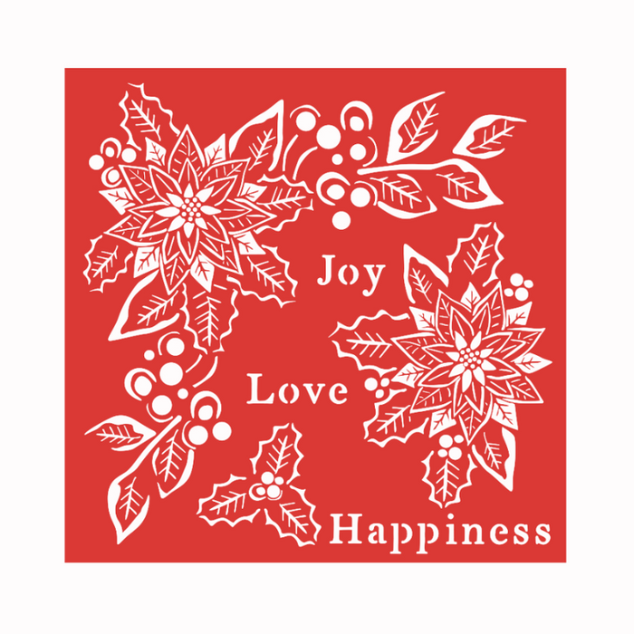 Schablone 18x18cm - Christmas joy, love and happiness