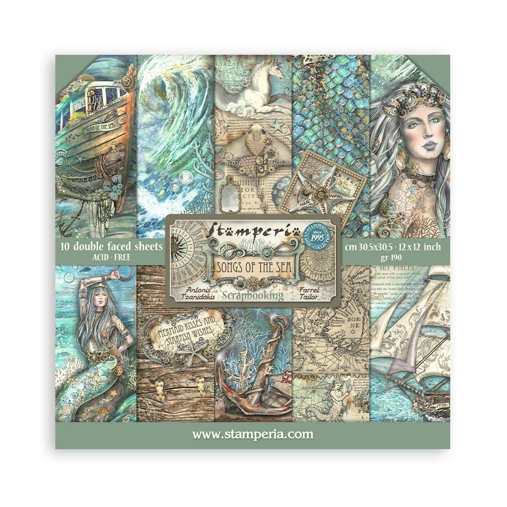 Scrapbook Papierblock 12"x12" - Songs of the sea - Maxi background selection