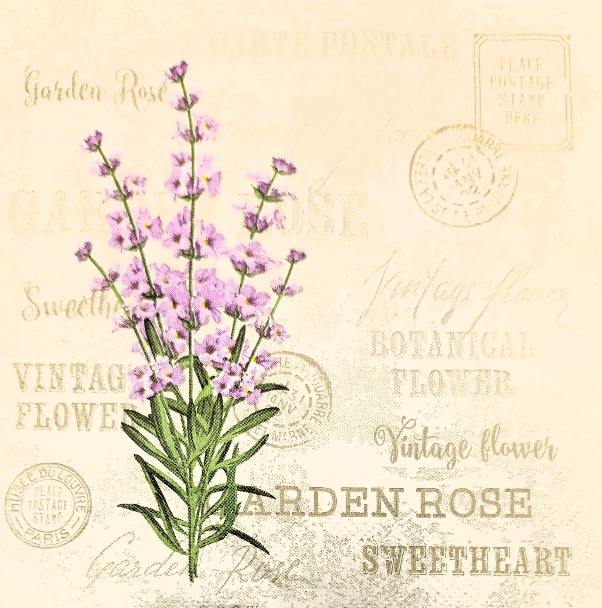 Serviette - Vintage Flowers - Bastelschachtel