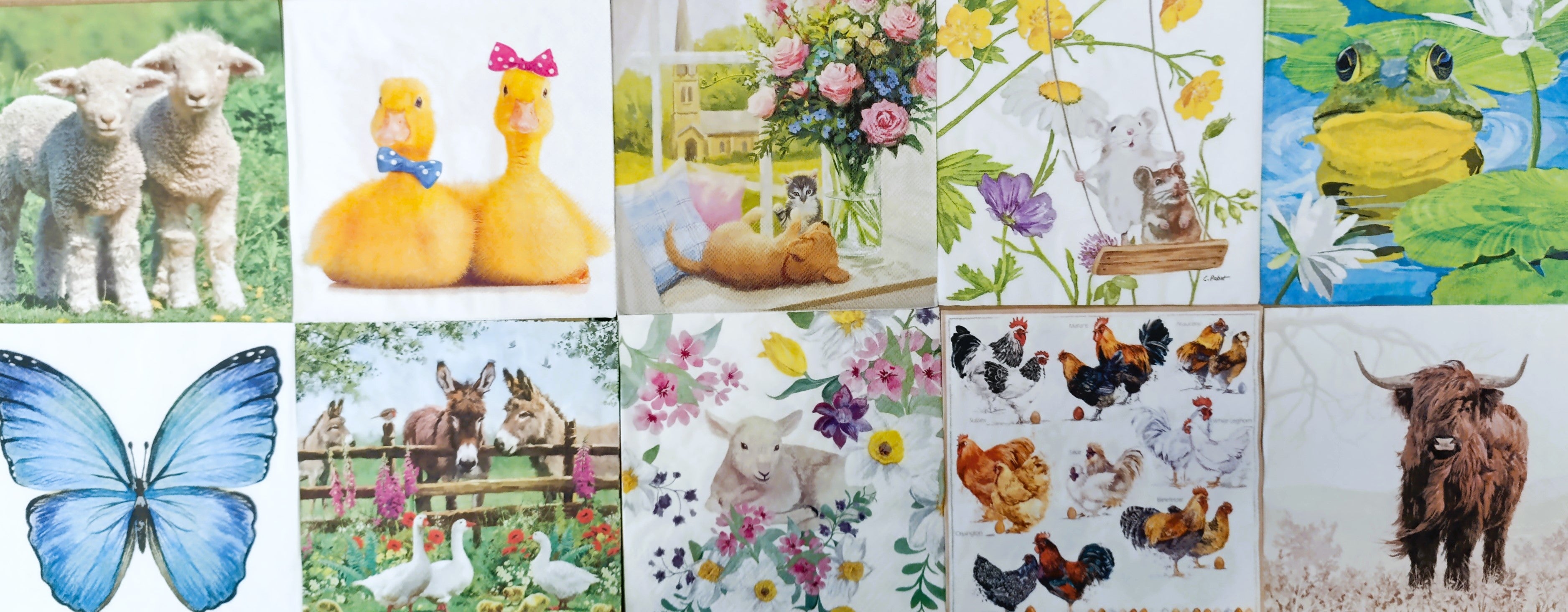 Servietten Set mit Decoupage-Kleber - Farm - Bastelschachtel