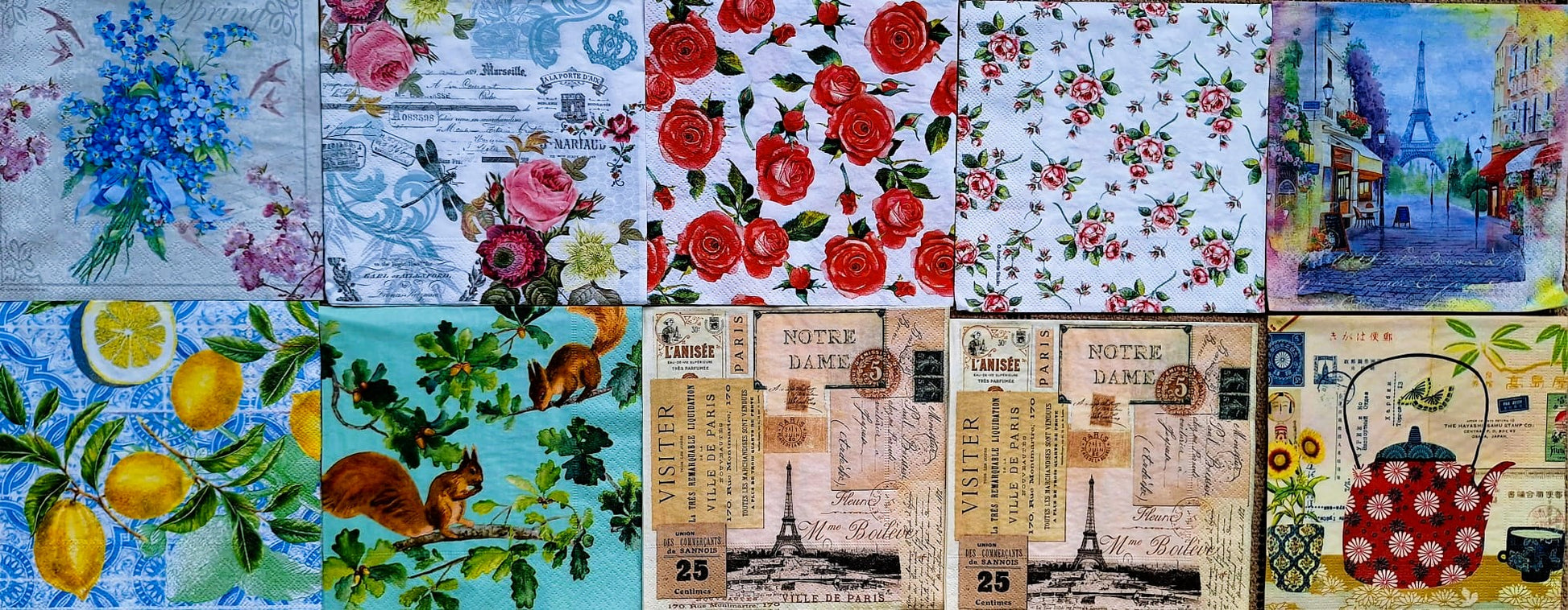 Servietten Set mit Decoupage-Kleber - Reisen - Bastelschachtel