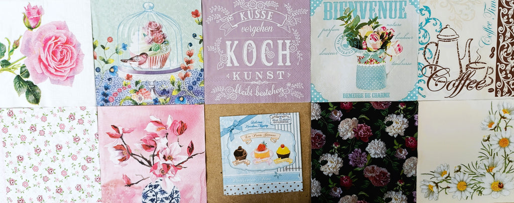 Servietten Set mit Decoupage-Kleber - Themes - Bastelschachtel
