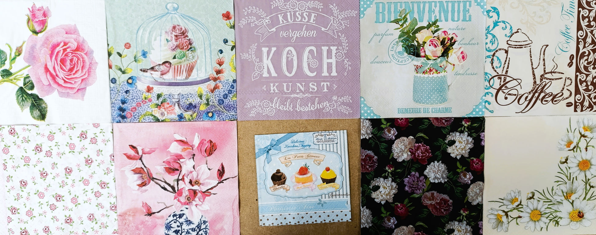 Servietten Set mit Decoupage-Kleber - Themes - Bastelschachtel