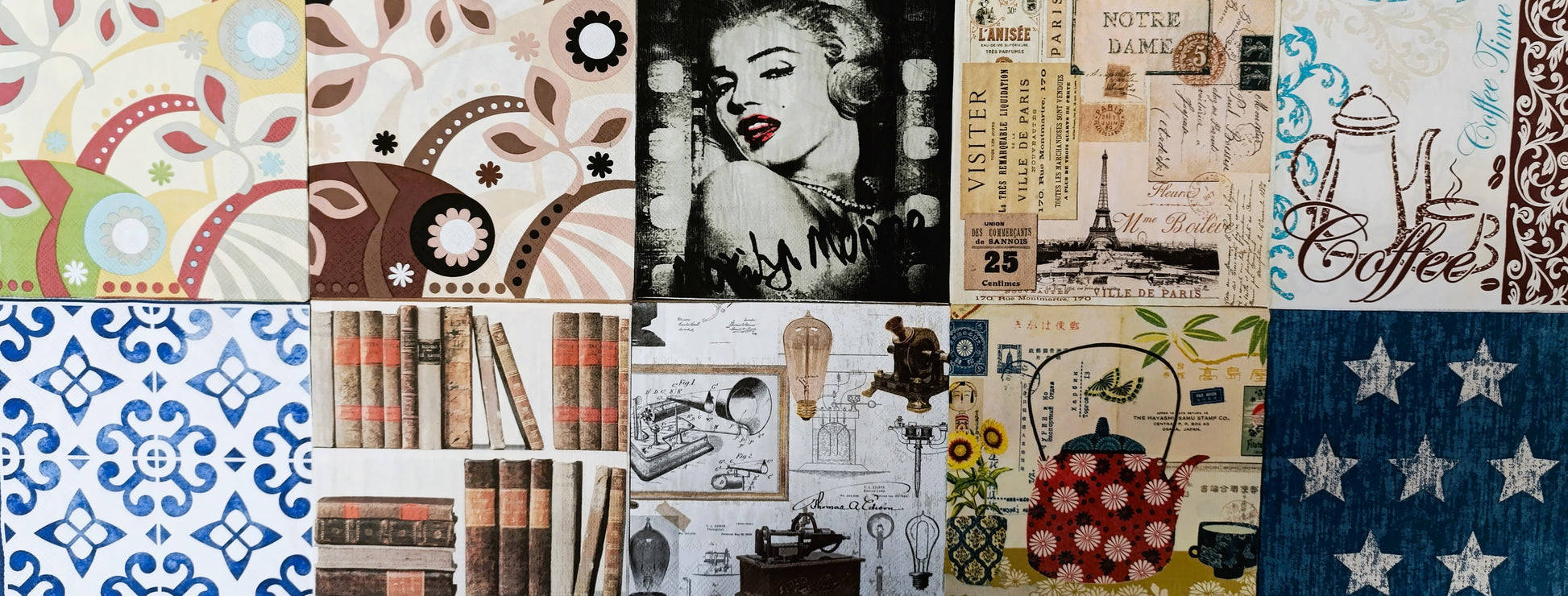 Servietten Set mit Decoupage-Kleber - Themes - Bastelschachtel