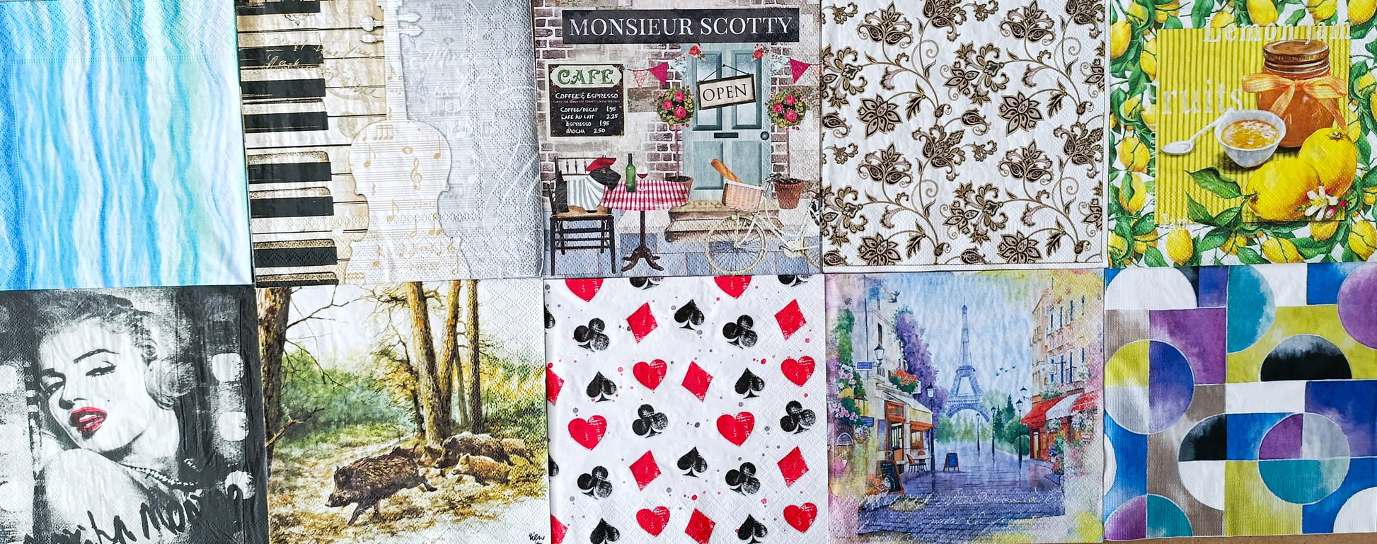 Servietten Set mit Decoupage-Kleber - Themes - Bastelschachtel