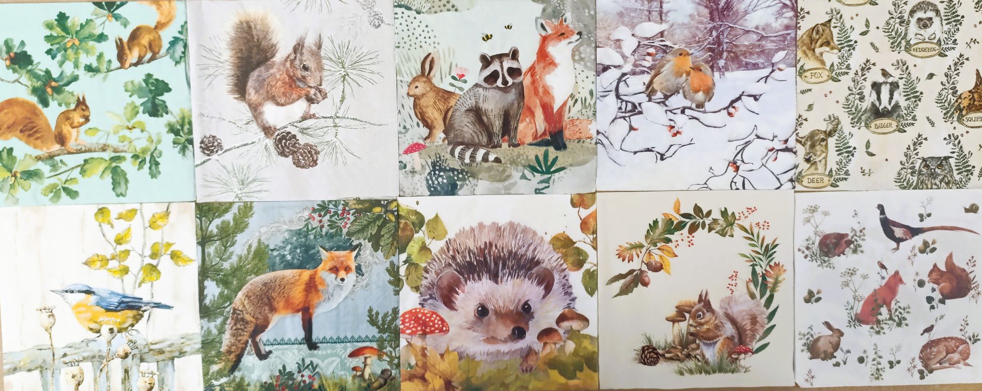 Servietten Set mit Decoupage-Kleber - Waldtiere - Bastelschachtel