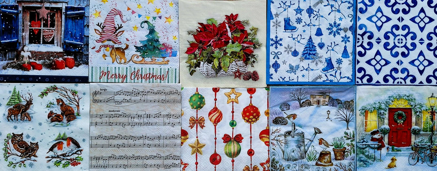 Servietten Set mit Decoupage-Kleber - Winter Wunderland