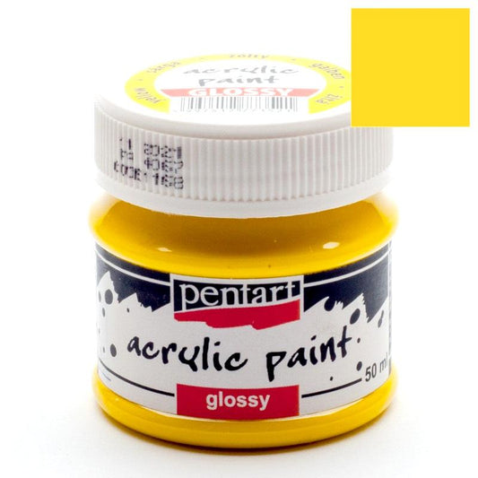 Pentart Acrylfarbe glänzend 50ml - gelb - Bastelschachtel - Pentart Acrylfarbe glänzend 50ml - gelb