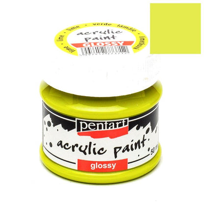 Pentart Acrylfarbe glänzend 50ml - lime - Bastelschachtel - Pentart Acrylfarbe glänzend 50ml - lime