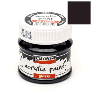 Pentart Acrylfarbe glänzend 50ml - schwarz - Bastelschachtel - Pentart Acrylfarbe glänzend 50ml - schwarz