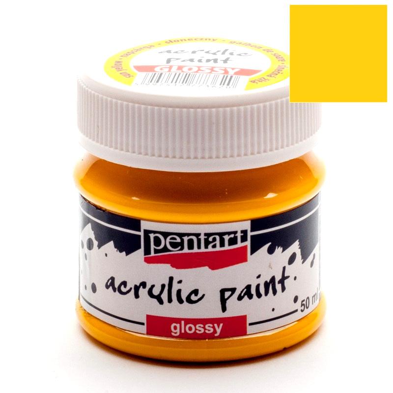 Pentart Acrylfarbe glänzend 50ml - sonnengelb - Bastelschachtel - Pentart Acrylfarbe glänzend 50ml - sonnengelb