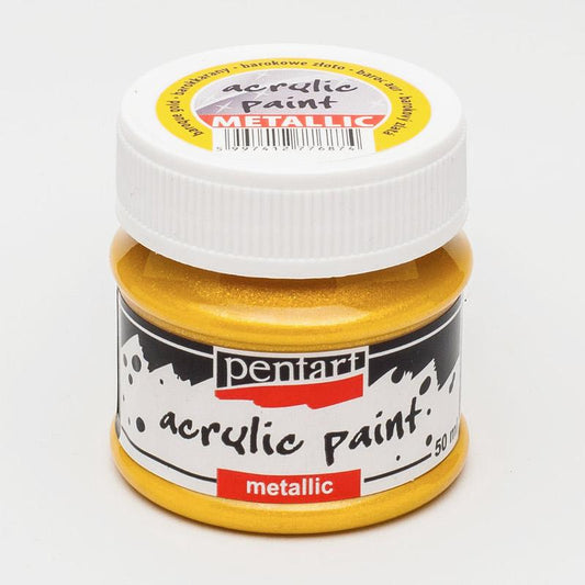 Pentart Acrylfarbe Metallic 50ml - barock gold - Bastelschachtel - Pentart Acrylfarbe Metallic 50ml - barock gold