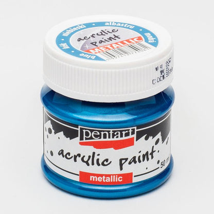 Pentart Acrylfarbe Metallic 50ml - blau - Bastelschachtel - Pentart Acrylfarbe Metallic 50ml - blau