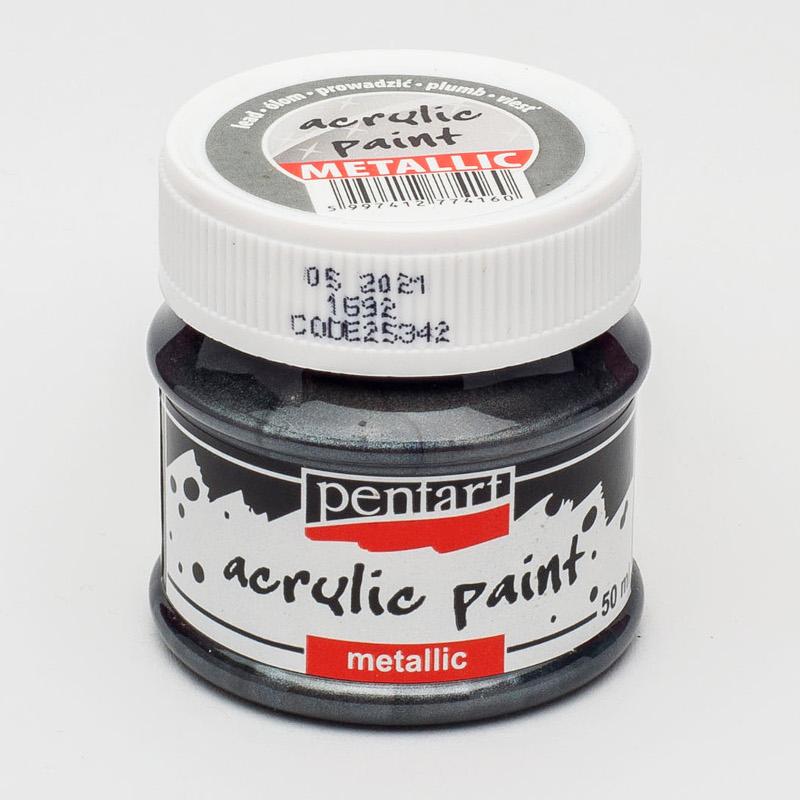 Pentart Acrylfarbe Metallic 50ml - blei - Bastelschachtel - Pentart Acrylfarbe Metallic 50ml - blei