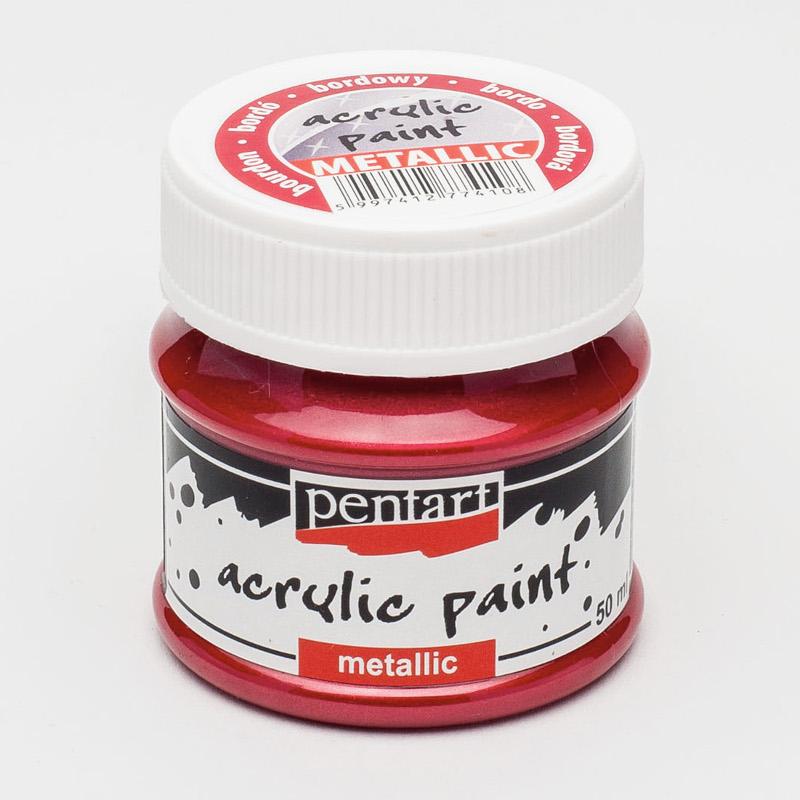 Pentart Acrylfarbe Metallic 50ml - bordeaux - Bastelschachtel - Pentart Acrylfarbe Metallic 50ml - bordeaux