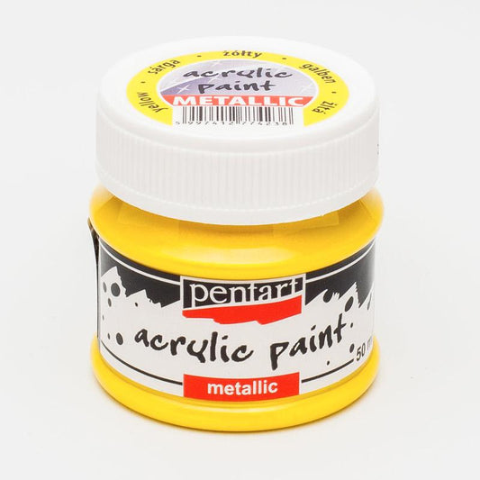 Pentart Acrylfarbe Metallic 50ml - gelb - Bastelschachtel - Pentart Acrylfarbe Metallic 50ml - gelb