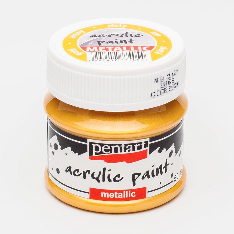 Pentart Acrylfarbe Metallic 50ml - gold - Bastelschachtel - Pentart Acrylfarbe Metallic 50ml - gold