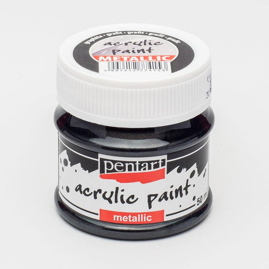 Pentart Acrylfarbe Metallic 50ml - graphit - Bastelschachtel - Pentart Acrylfarbe Metallic 50ml - graphit