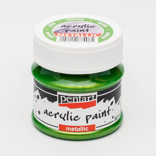 Pentart Acrylfarbe Metallic 50ml - grün - Bastelschachtel - Pentart Acrylfarbe Metallic 50ml - grün