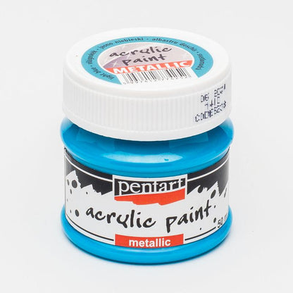 Pentart Acrylfarbe Metallic 50ml - hellblau - Bastelschachtel - Pentart Acrylfarbe Metallic 50ml - hellblau