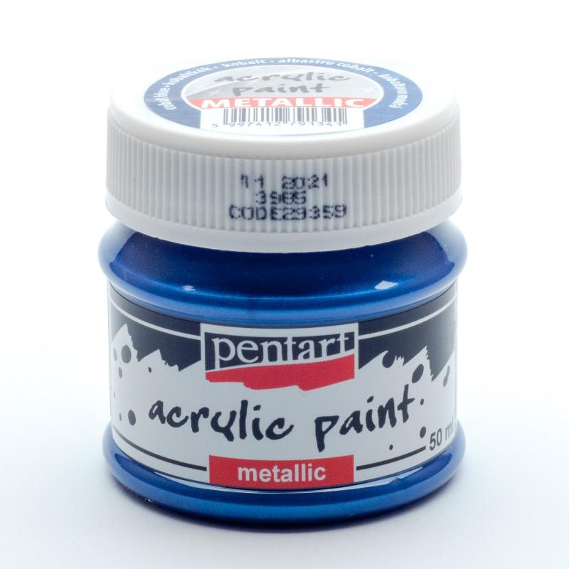 Pentart Acrylfarbe Metallic 50ml - kobaltblau - Bastelschachtel - Pentart Acrylfarbe Metallic 50ml - kobaltblau