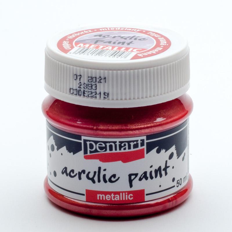 Pentart Acrylfarbe Metallic 50ml - kupferrot - Bastelschachtel - Pentart Acrylfarbe Metallic 50ml - kupferrot