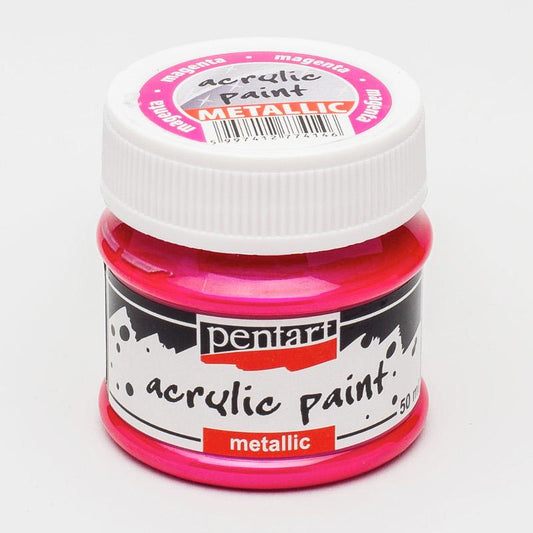 Pentart Acrylfarbe Metallic 50ml - magenta - Bastelschachtel - Pentart Acrylfarbe Metallic 50ml - magenta