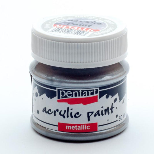 Pentart Acrylfarbe Metallic 50ml - silber - Bastelschachtel - Pentart Acrylfarbe Metallic 50ml - silber