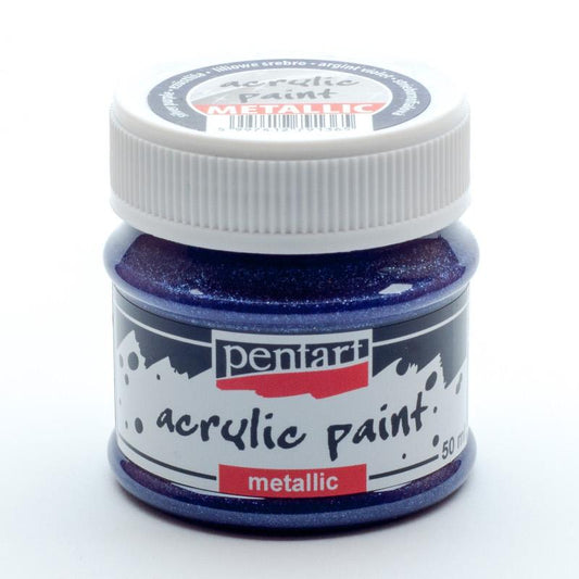 Pentart Acrylfarbe Metallic 50ml - silberlila - Bastelschachtel - Pentart Acrylfarbe Metallic 50ml - silberlila