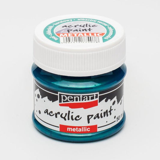 Pentart Acrylfarbe Metallic 50ml - teal - Bastelschachtel - Pentart Acrylfarbe Metallic 50ml - teal