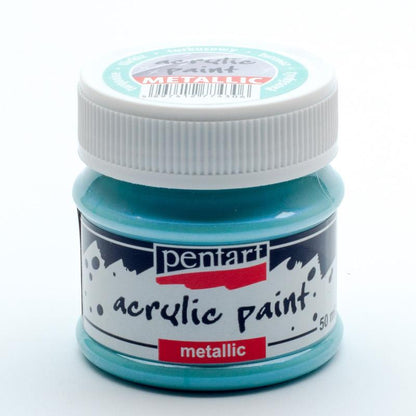 Pentart Acrylfarbe Metallic 50ml - türkis - Bastelschachtel - Pentart Acrylfarbe Metallic 50ml - türkis