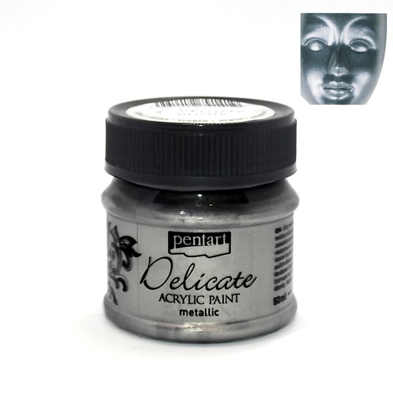 Pentart Acrylfarbe Metallic Delicate 50ml - antiksilber - Bastelschachtel - Pentart Acrylfarbe Metallic Delicate 50ml - antiksilber Pentart Farbe