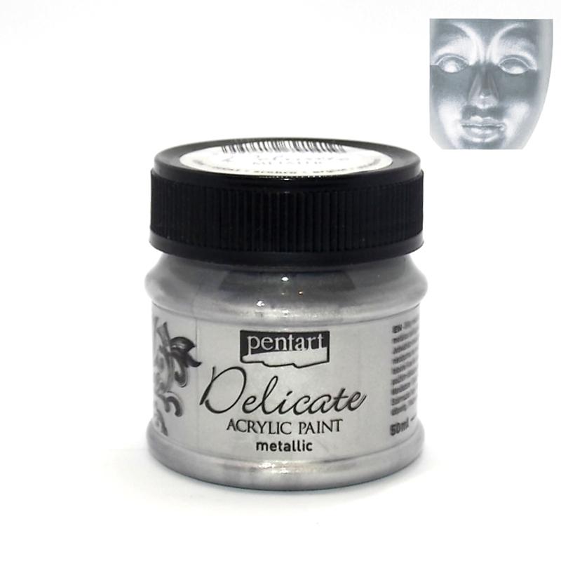 Pentart Acrylfarbe Metallic Delicate 50ml - silber - Bastelschachtel - Pentart Acrylfarbe Metallic Delicate 50ml - silber Pentart Farbe