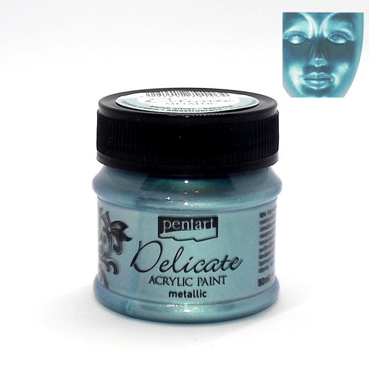 Pentart Acrylfarbe Metallic Delicate 50ml - silberblau - Bastelschachtel - Pentart Acrylfarbe Metallic Delicate 50ml - silberblau Pentart Farbe