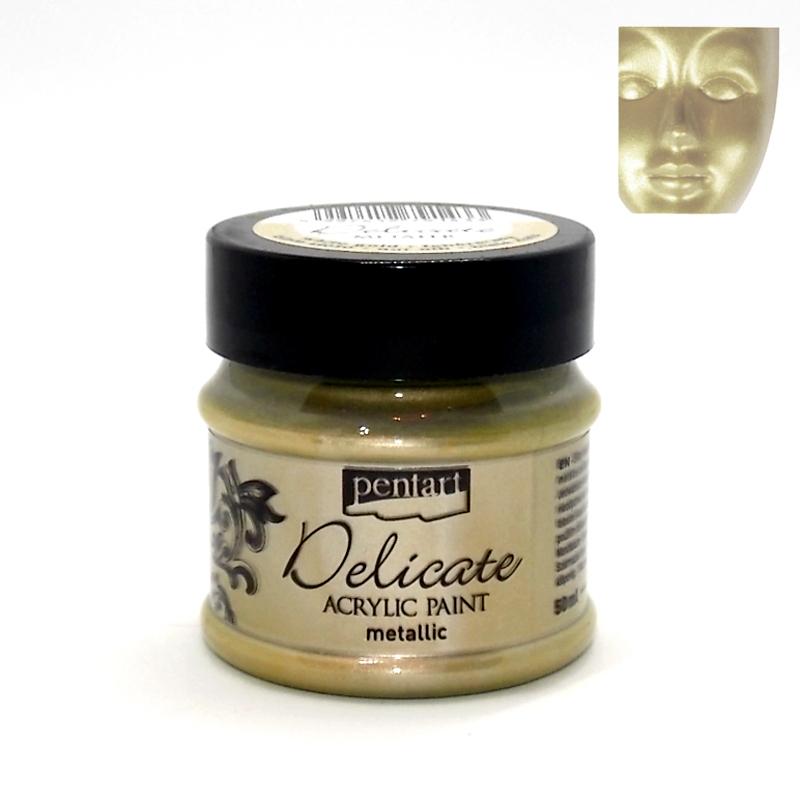 Pentart Acrylfarbe Metallic Delicate 50ml - weißgold - Bastelschachtel - Pentart Acrylfarbe Metallic Delicate 50ml - weißgold Pentart Farbe