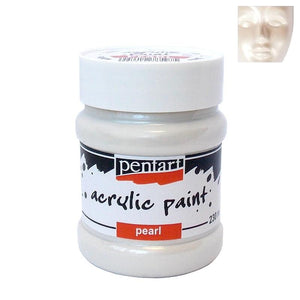 Pentart Acrylfarbe Perlmutt 230ml - weiß - Bastelschachtel - Pentart Acrylfarbe Perlmutt 230ml - weiß
