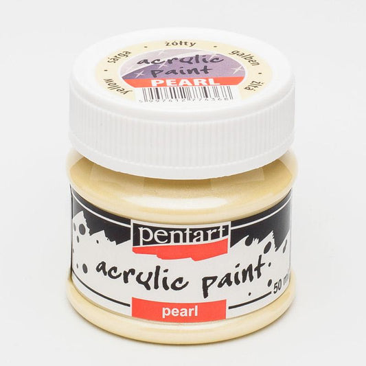 Pentart Acrylfarbe Perlmutt 50ml - gelb - Bastelschachtel - Pentart Acrylfarbe Perlmutt 50ml - gelb