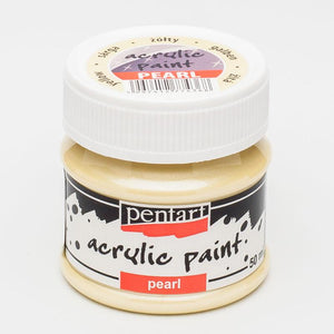 Pentart Acrylfarbe Perlmutt 50ml - gelb - Bastelschachtel - Pentart Acrylfarbe Perlmutt 50ml - gelb