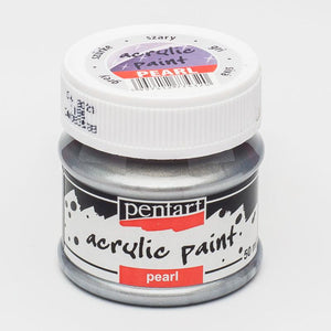 Pentart Acrylfarbe Perlmutt 50ml - silber - Bastelschachtel - Pentart Acrylfarbe Perlmutt 50ml - silber