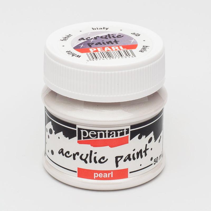 Pentart Acrylfarbe Perlmutt 50ml - weiß - Bastelschachtel - Pentart Acrylfarbe Perlmutt 50ml - weiß Pentart Farbe