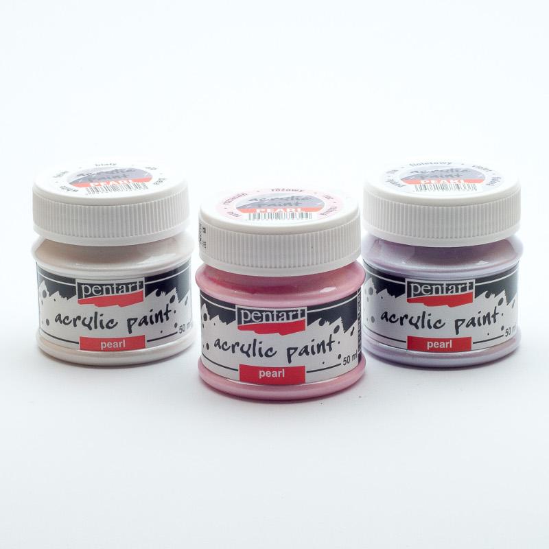 Pentart Acrylfarbe Perlmutt in Set, 3x50ml, Set 1. - Bastelschachtel - Pentart Acrylfarbe Perlmutt in Set, 3x50ml, Set 1.