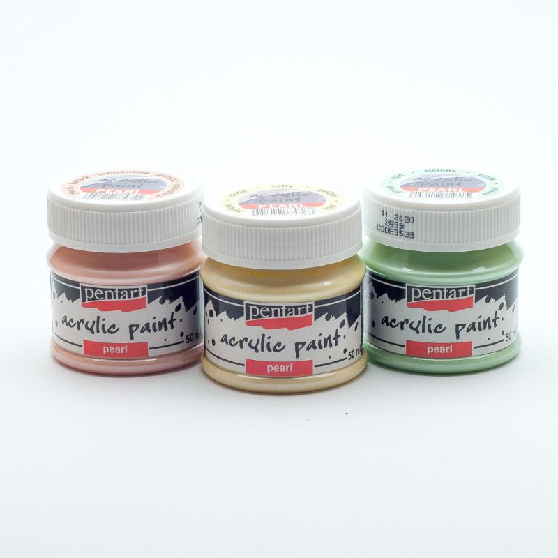 Pentart Acrylfarbe Perlmutt in Set, 3x50ml, Set 2. - Bastelschachtel - Pentart Acrylfarbe Perlmutt in Set, 3x50ml, Set 2. Pentart Farbe