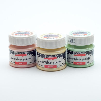 Pentart Acrylfarbe Perlmutt in Set, 3x50ml, Set 2. - Bastelschachtel - Pentart Acrylfarbe Perlmutt in Set, 3x50ml, Set 2. Pentart Farbe