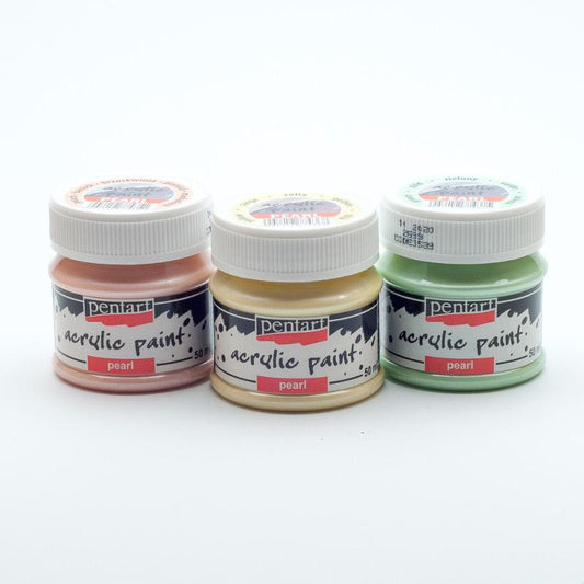 Pentart Acrylfarbe Perlmutt in Set, 3x50ml, Set 2. - Bastelschachtel - Pentart Acrylfarbe Perlmutt in Set, 3x50ml, Set 2. Pentart Farbe