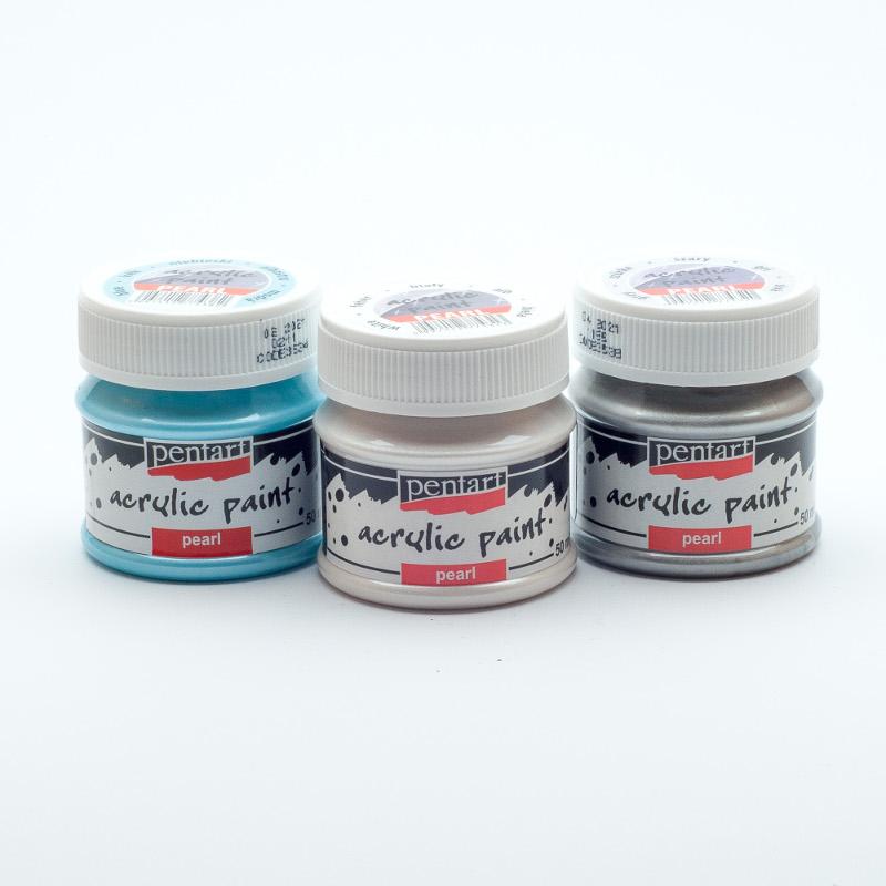 Pentart Acrylfarbe Perlmutt in Set, 3x50ml, Set 3. - Bastelschachtel - Pentart Acrylfarbe Perlmutt in Set, 3x50ml, Set 3. Pentart Farbe