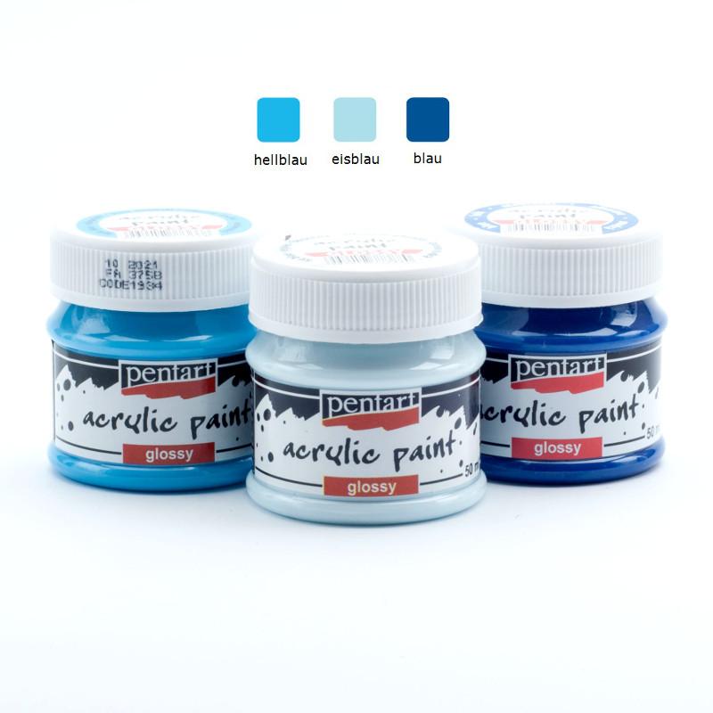 Pentart Acrylfarben Set glänzend 3x50ml - Set 12. - Bastelschachtel - Pentart Acrylfarben Set glänzend 3x50ml - Set 12.