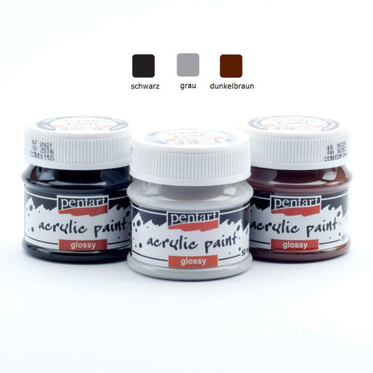 Pentart Acrylfarben Set glänzend 3x50ml - Set 15. - Bastelschachtel - Pentart Acrylfarben Set glänzend 3x50ml - Set 15.