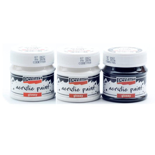 Pentart Acrylfarben Set glänzend 3x50ml - Set 17. - Bastelschachtel - Pentart Acrylfarben Set glänzend 3x50ml - Set 17.