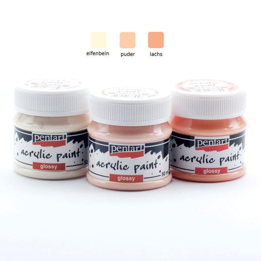 Pentart Acrylfarben Set glänzend 3x50ml - Set 2. - Bastelschachtel - Pentart Acrylfarben Set glänzend 3x50ml - Set 2.