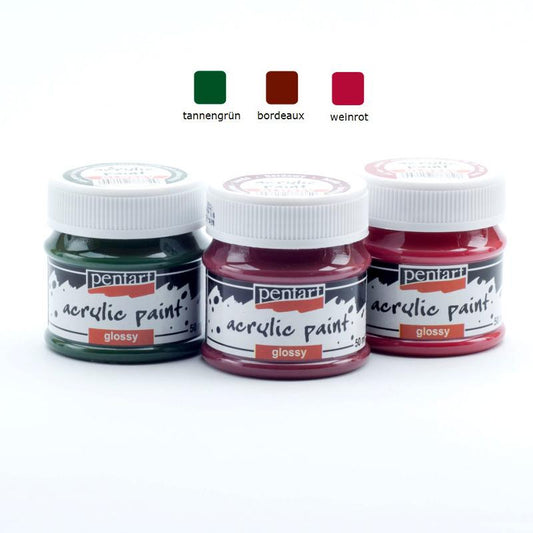 Acrylfarben Set glänzend 3x50ml - Set 6. - Bastelschachtel - Acrylfarben Set glänzend 3x50ml - Set 6.